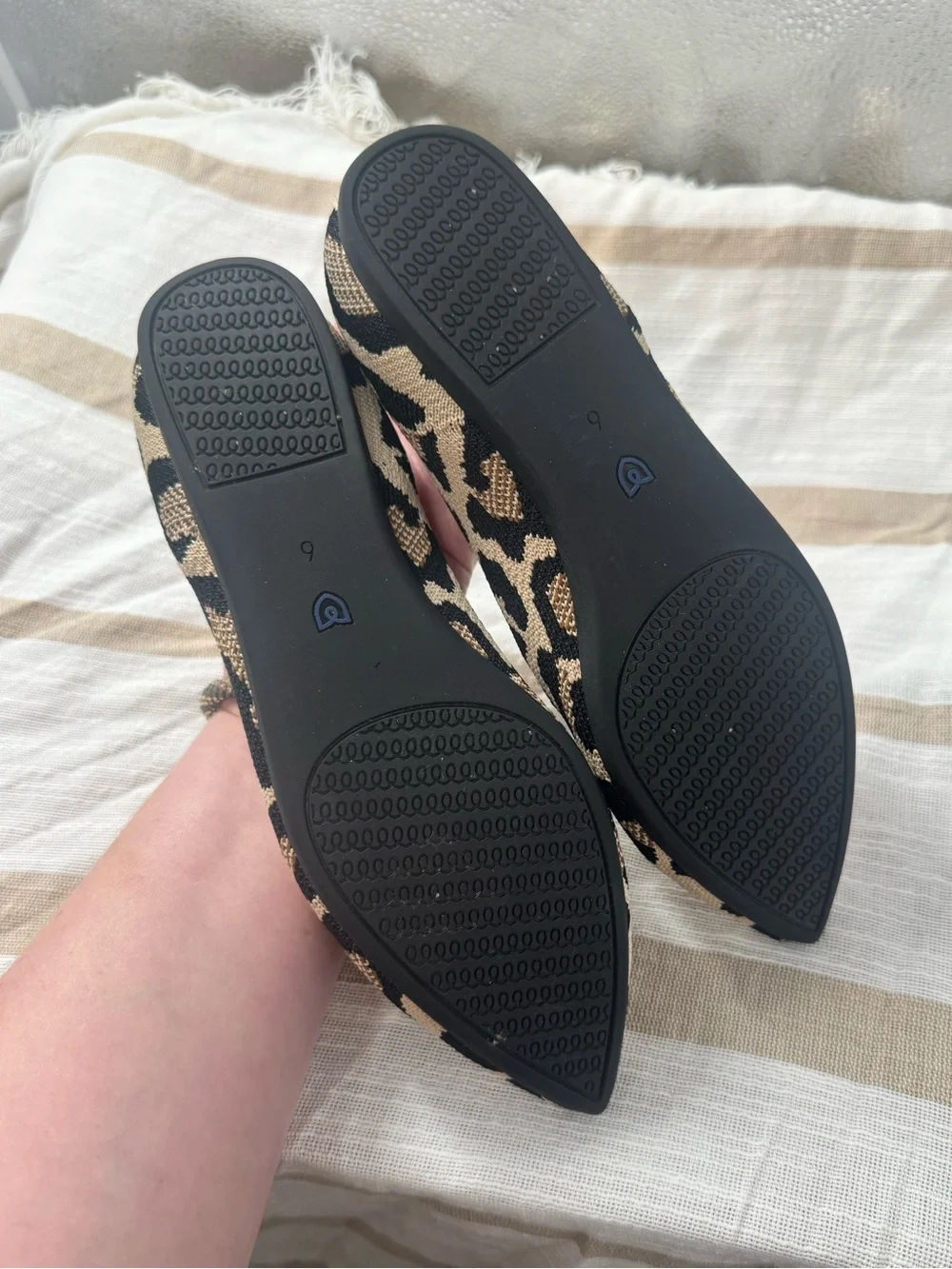 Rothy’s the point desert cat animal print knit flats 6